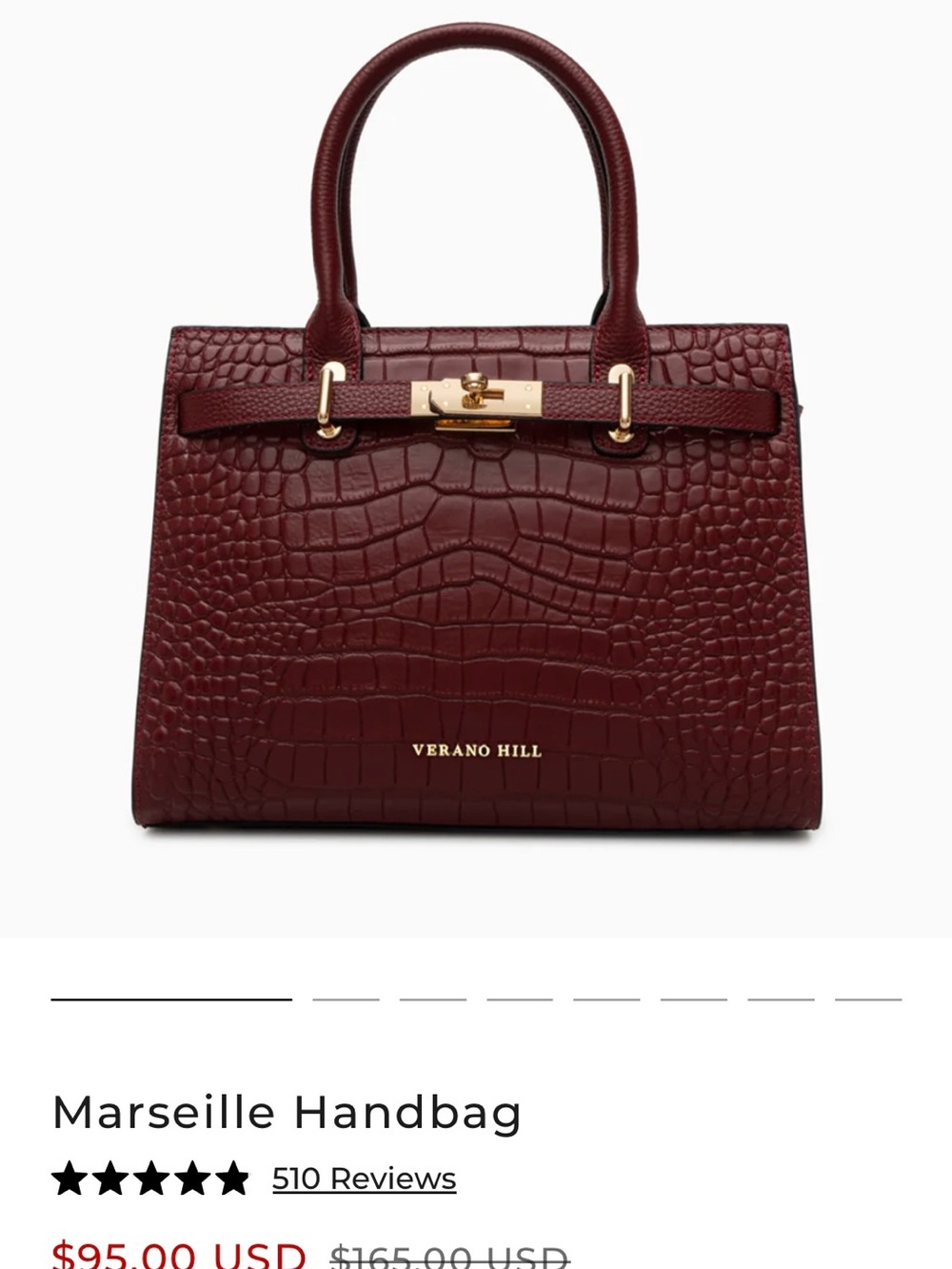 Verano Hill Croc-Embossed Satchel in Burgundy
